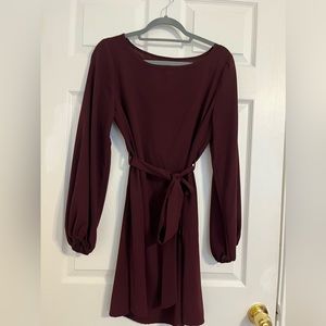 Sheer maroon mid length dress